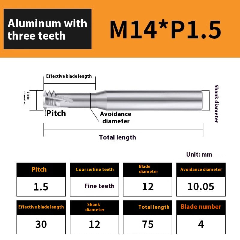 2135-65° aluminum with colorful thread milling cutter lengthened single tooth three-tooth full thread machining center tungsten carbide milling cutter M3M4M5 Shandong Denso Pricision Tools Co.,Ltd.